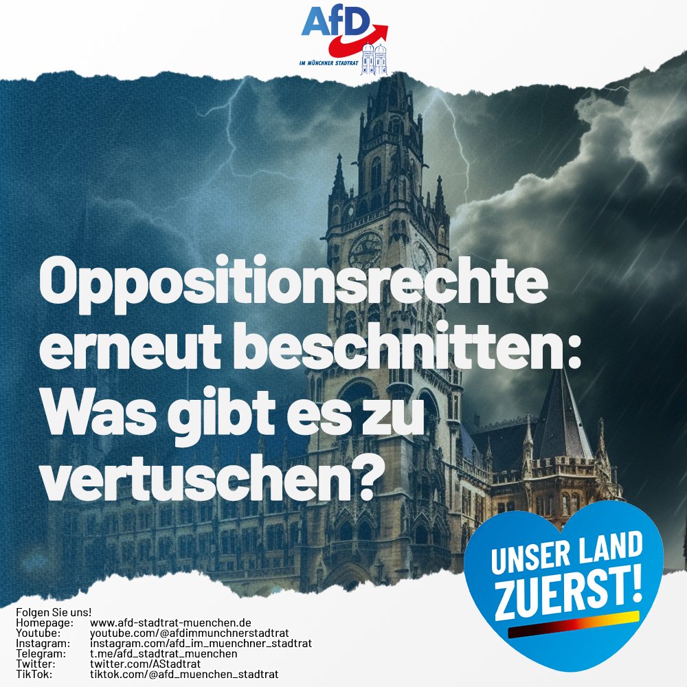AStadtrat's tweet photo. Am Mittwoch wurde erneut die #Opposition im #Stadtrat in #München geschwächt. Gleich mehrere Punkte richteten sich gegen die Auskunfts- und Akteneinsichtsrechte ehrenamtlicher Stadtratsmitglieder. Man fragt sich, was es zu #verschweigen und zu #vertuschen gibt. https://t.co/958h9qByc1