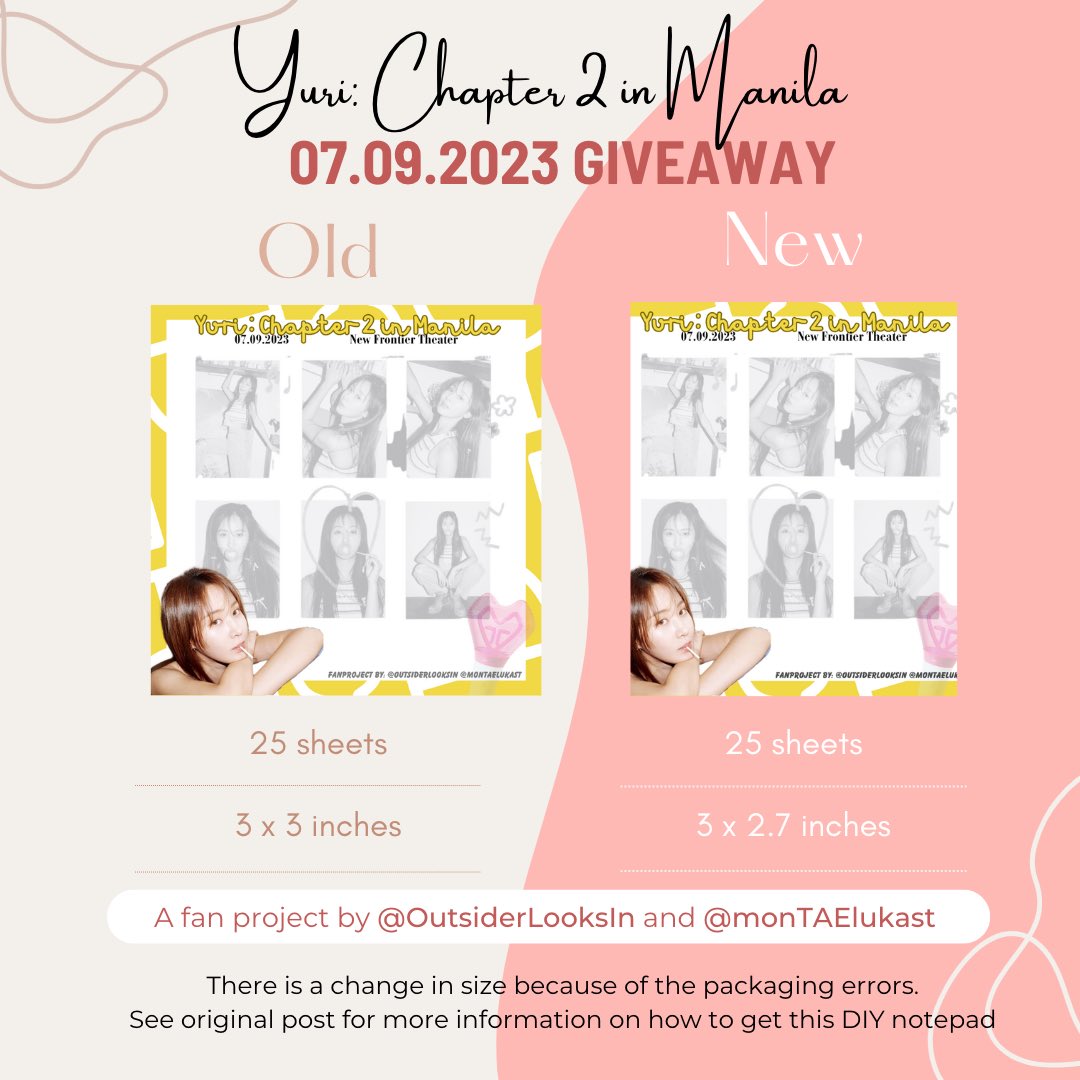 OutsiderLooksIn's tweet photo. Hello, there were changes made because of packaging errors.

Important details are stated below. 

✨ we are open for trade, please dm
🌸 bookmark or follow for updates
💌 will also update on telegram
🐣 RT to spread 

#YuriChapter2inMNL
#YuriChapter2 https://t.co/GvnGulfjMI