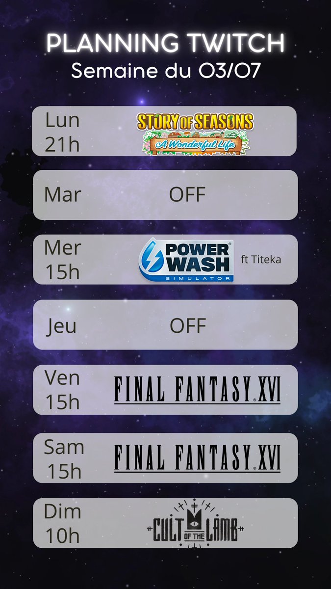 Quel beau planning Twitch que voilà !