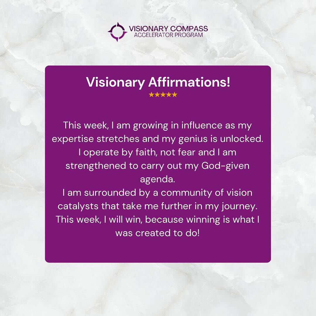 Welcome to a new week!
It’s a week of multiple wins and exponential impact!

#visionarycompassacceleratorprogram #mondaymotivation #VCAPCo2022Graduation
#VCAPGraduation
#MyVCAPStory
#EmbracingTheFuture #VisionaryTestimonials