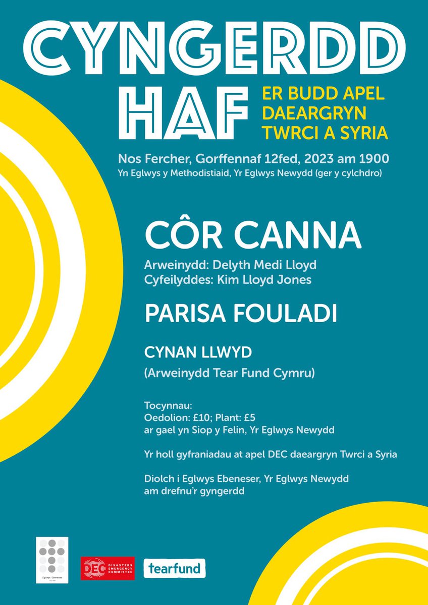 JDHayes1's tweet photo. @PrynhawnDaS4C 
Tybed a fyddech yn fodlon hyrwyddo’r gyngerdd haf elusennol a gynhelir nos Fercher, Gorffennaf y 12fed yn yr Eglwysnewydd, Caerdydd yn ystod yr wythnos yma? Cynhelir y gyngerdd er budd apêl daeargryn Twrci a Syria. Mae tocynnau ar werth yn Siop y Felin. Diolch. https://t.co/pPmHCg9Q2Z