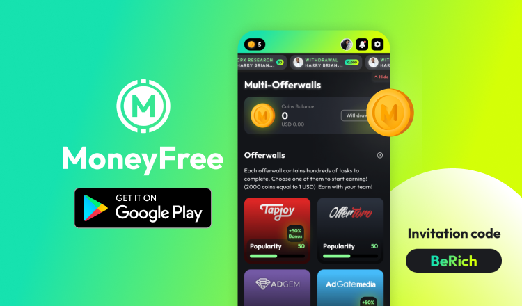 MoneyFree_app's tweet photo. <MoneyFree Officially Launched!>
🔥invite code: BeRich 
📱https://t.co/iG52wTdZcm
MoneyFree is a free task platform connecting online task seekers and providers. Earn money in minutes, win more with your team, and cash out instantly with crypto or USD. Join now &amp; start earning! https://t.co/lLVS9twliK