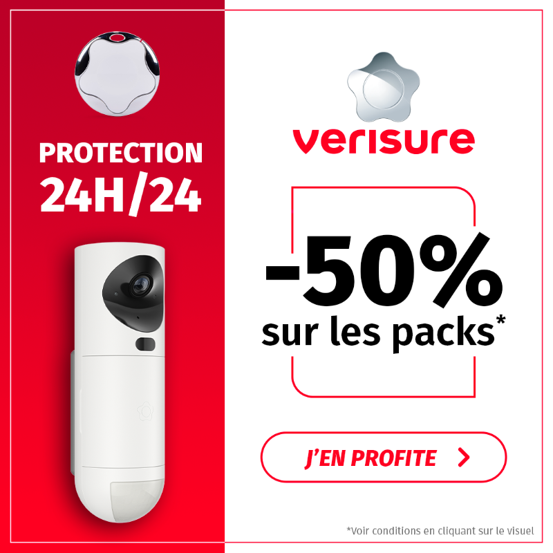 VerisureFrance's tweet photo. 🛡🏠 Protégez votre maison de jour comme de nuit avec l'alarme Verisure. En ce moment, les packs d'alarme sont à -50%. Profitez-en !