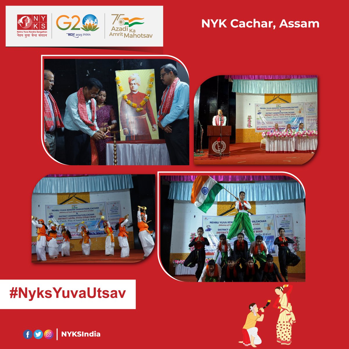 MYBharatHQ's tweet photo. Glimpses of the District Level #YuvaUtsav2023 program was organised by Nehru Yuva Kendra Cachar (@nykcachar), Assam.

#NyksYuvaUtsav #YuvaShakti #Assam #India https://t.co/LmALE6txVX