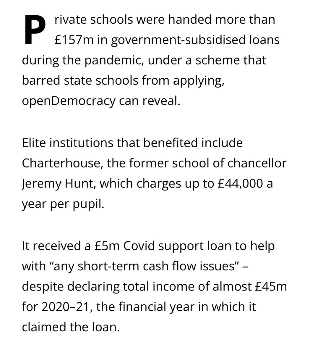 State VS Private schools
Thatcher/Major sold 10,000 school playing fields
Private schools keep charitable status, so don't pay VAT or full tax assessment. Don't pay approx £1,800 million tax per year.
But don't worry Tory gov giving kids £3million this summer for a kick around 😡