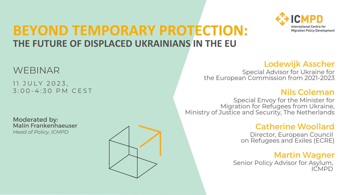 📢 Webinar 11 July @ 3 PM CEST

The current temporary protection scheme for displaced Ukrainians ends by March 2025 at latest and what comes next has important implications for millions.

Join us as we explore potential solutions: icmpd.zoom.us/webinar/regist…