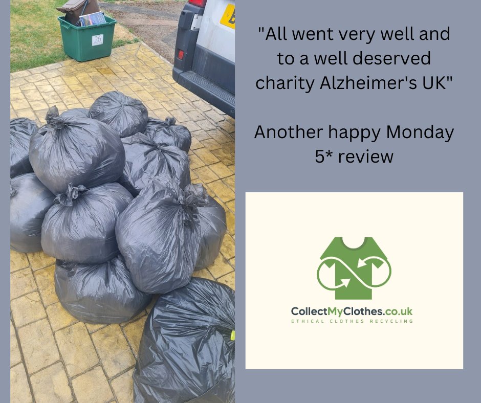 CollectMyClothe's tweet photo. "All went very well and to a well deserved charity Alzheimer's UK"

Things you love to see on a Monday morning.

 #MondayMotivation #AlzheimersUK #ClothesRecycling https://t.co/NHxAHYRArJ