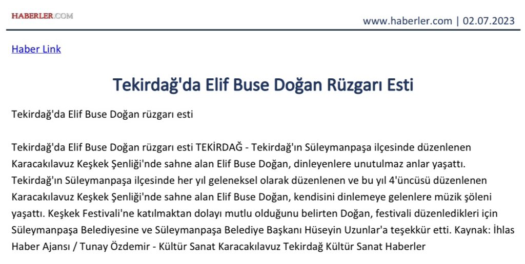 Elif Buse Doğan bayram konserleri haber yansımaları✨🎙️ <a href="/elifbusedgn/">Elif Buse Doğan</a>