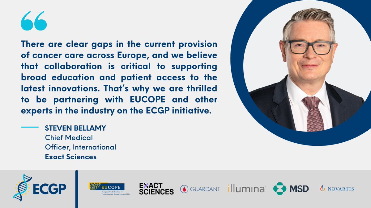 🤝 <a href="/ExactSciences/">Exact Sciences</a> is one of the founding partners of the #ECGP

Learn how Exact Sciences, <a href="/EUCOPE/">EUCOPE</a> and ECGP will improve #cancer care through increased routine clinical access and reimbursement of #CGP in Europe:
➡️eucope.org/european-coali…

#genomics #CGP