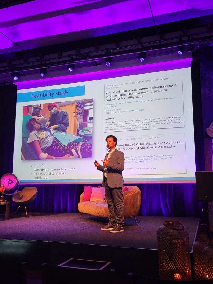 SoftcareStudios's tweet photo. 🚀 We're back from @VR4RehabProject! We had the opportunity to share the research work we're conducting at @SoftcareStudios and the new insights emerging from our clinical studies focused on #virtualsedation, the use of #VR to reduce #painperception during medical procedures. https://t.co/q6MoS0hZtC