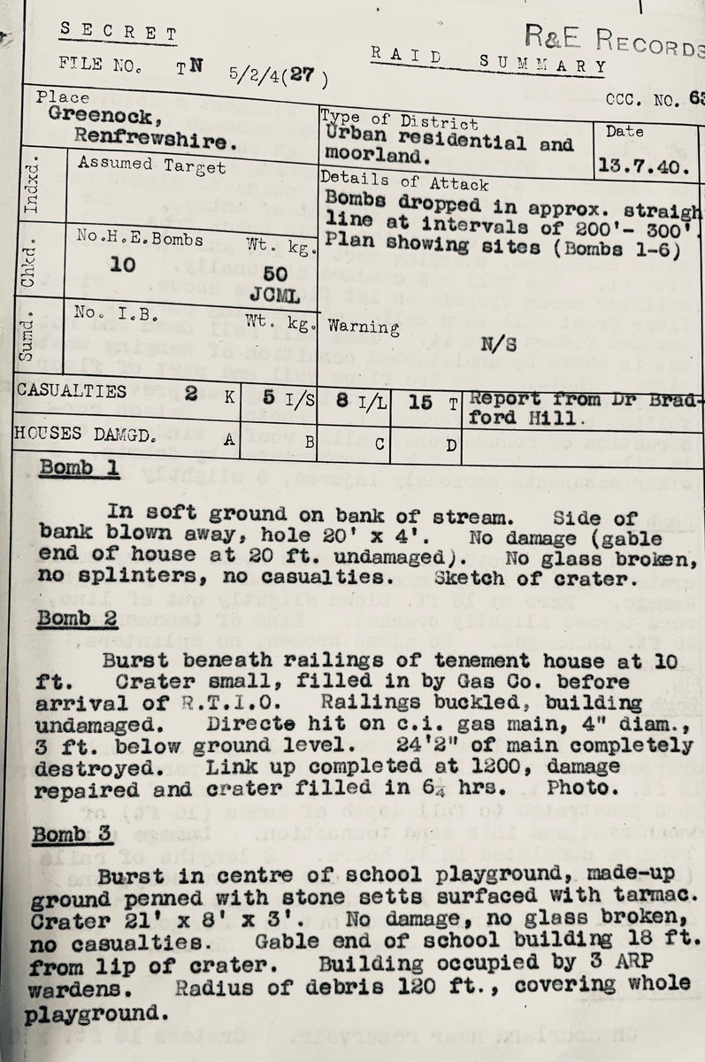TargetClydeside's tweet photo. On the 13th of July 1940, the Luftwaffe attacked Greenock dropping 10 high-explosive bombs. 2 people are killed and 13 were injured. https://t.co/ydtBX8ZpS2