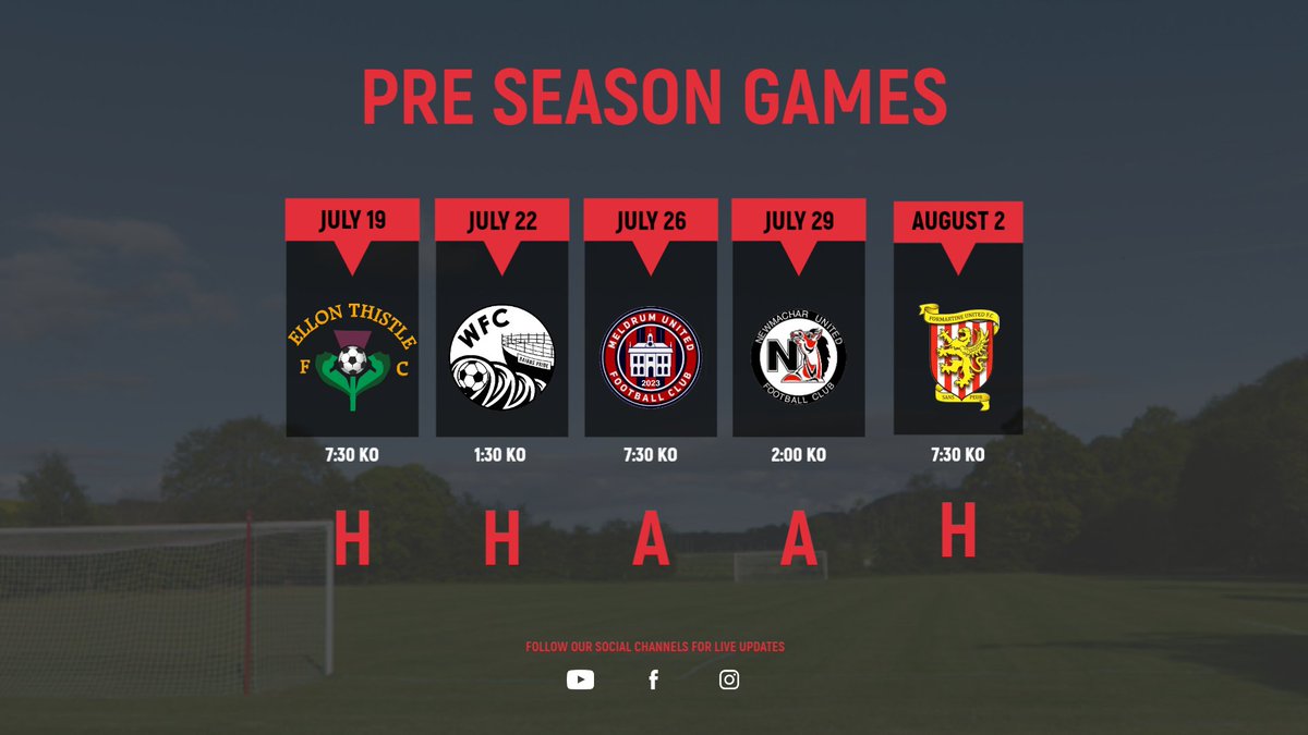 With the lads kicking off pre-season on Saturday, we can announce the following pre-season fixtures subject to AAFA approval.

Full match details will be posted prior to each match.