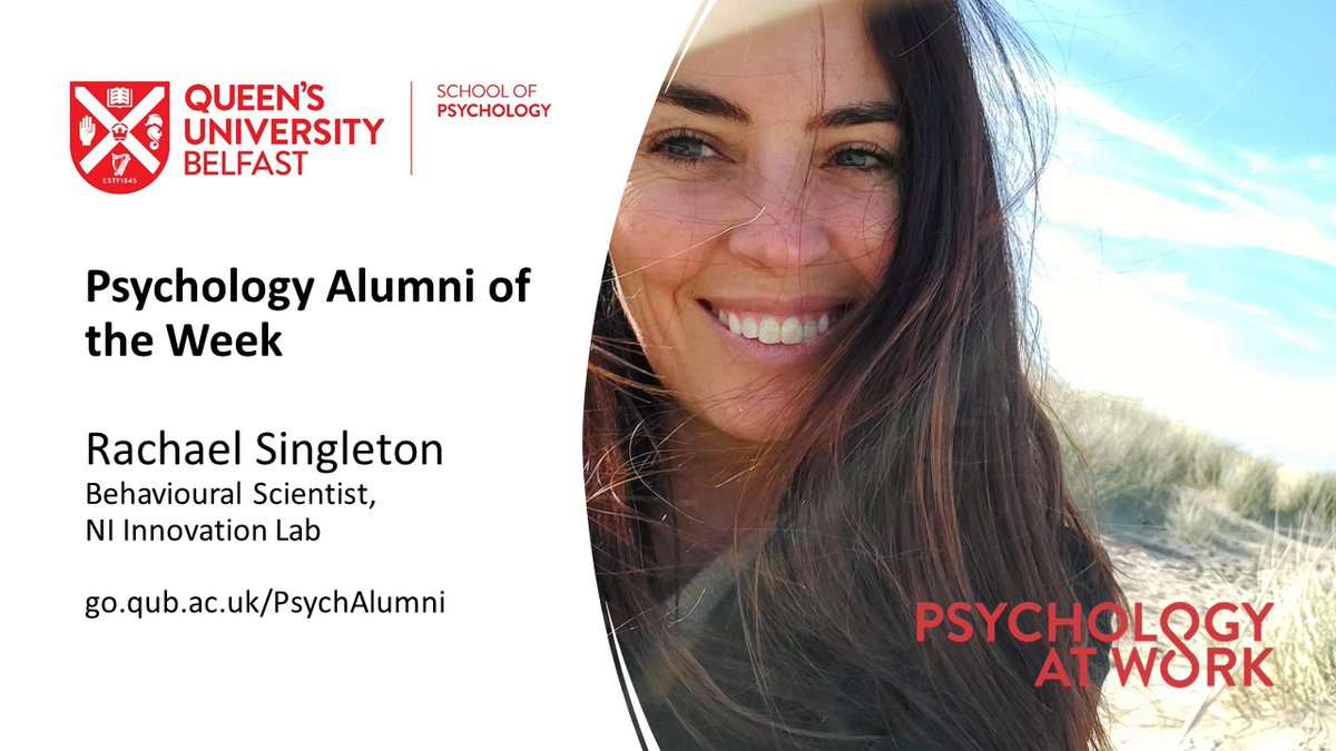 QUBPsych's tweet photo. Rachael Singleton, Behavioural Scientist at NI Innovation Lab is this week’s #AlumniOfTheWeek @QUBPsych
Find out more at: https://t.co/0vzFm4JyKj https://t.co/yoagQaQJF0