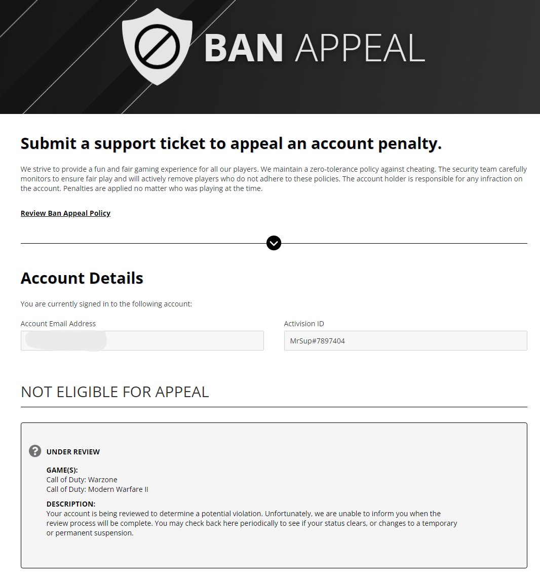 How to do Activision Ban Appeal?