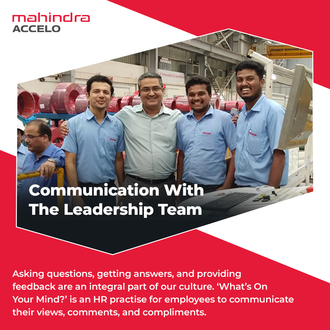 MahindraAccelo's tweet photo. We constantly invest in the growth and progress of our people, while ensuring an inclusive and safe environment for them to be who they are.
#EmployeeVoice #OpenCommunication #CollaborationCulture #accelo #employeetalkies https://t.co/DFFUPa2xrH
