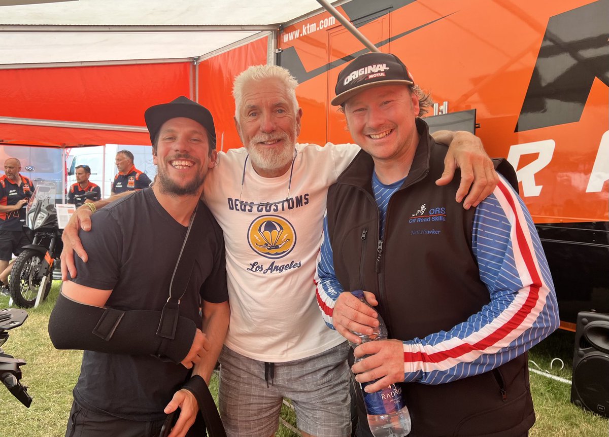 Biketruck's tweet photo. So cool meeting up with these two legends. Prob the bestest riders I’ve ever known! Neil Hawker and Chris Northover!
#AbrFest #Abrfestival #DakarRally
@neilhawker41 https://t.co/IPfPTFvyh3