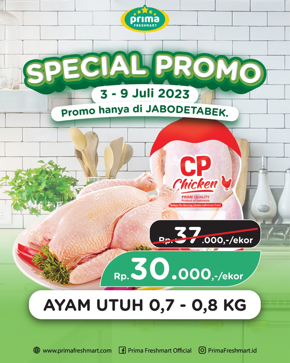 PrimaFreshmart's tweet photo. Ini beneran di Prima harga ayam cuman 30k!?
Ya bener dong ges. No typu - typu🙏 https://t.co/K7r0gDKN92