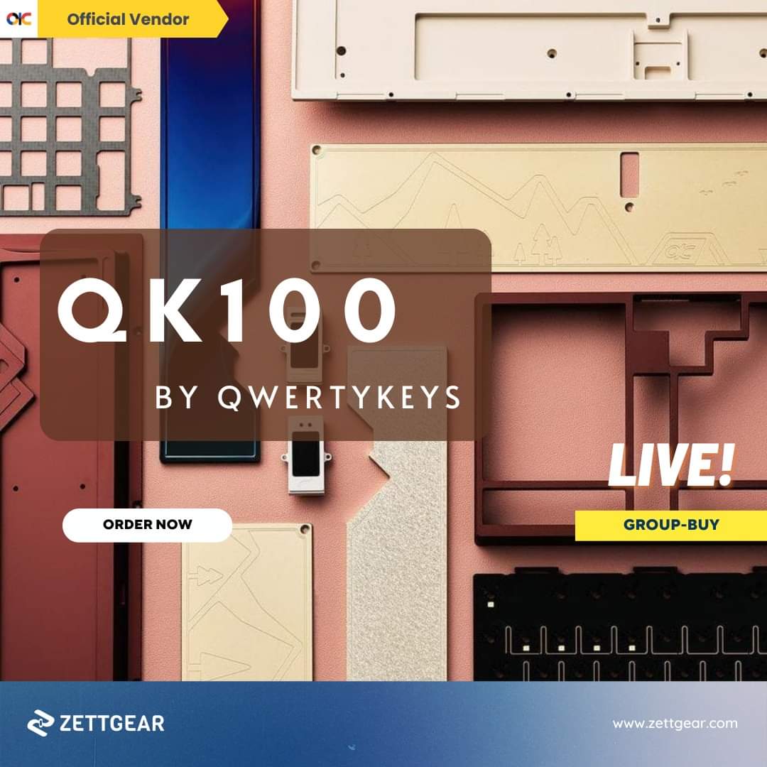 [GROUP-BUY LIVE!] Qwertykeys QK100
🛍️ Group-Buy Page: zettgear.com/category/qk100…

🔸🔸🔸🔸🔸
💳 Online payment with ABA PAY, KHQR or Credit/Debit Card is available!
🚚 Delivery to every region in Cambodia via Grab Express and VET Express
✈️ World-wide shipping via DHL Express