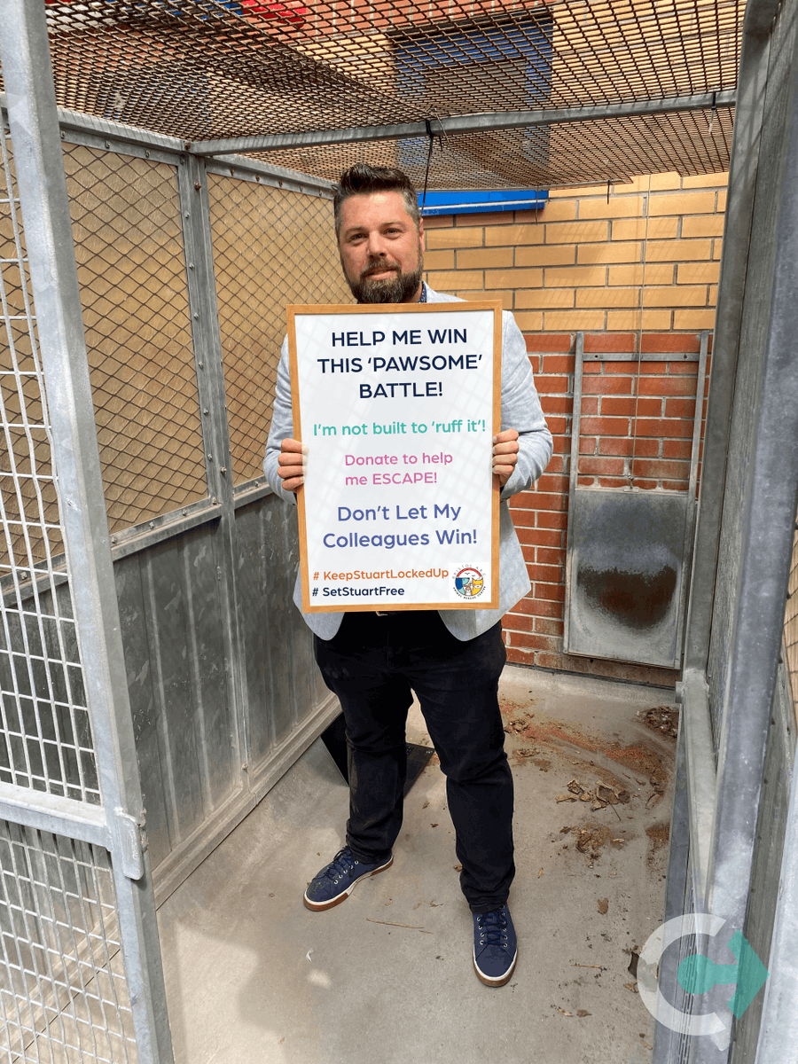 CalibroConsult's tweet photo. 🐾🔒🎉 Hilarious Fundraiser Alert! Watch Stuart Choak "Ruff It" in a Dog Kennel for Charity! 
📅 July 20 2023
🏢 Bristol Animal Rescue Centre
🔓 Can Stuart raise more funds than our office crew to escape?
💰 Donate now to keep him locked up!

https://t.co/6iAh9hk2zq https://t.co/GSeSl21Ozl