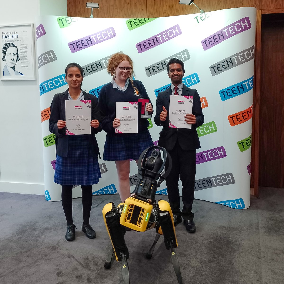 BGSBristol's tweet photo. Massive congratulations to the Tympanic team for winning the #TeenTechAwards Creative & Digital Media Category and also coming home with commendation certificates for teamwork & communication. Well done everyone for all your hard work and your deserved win! #BGSSTEM #ProudToBeBGS https://t.co/lhYOyUabZT