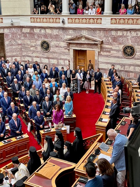 Ambassador of 🇫🇮 <a href="/GustafssonJari/">Jari Gustafsson</a> attended to the Swearing-In Ceremony of new Members of Hellenic Parliament on 3rd July.