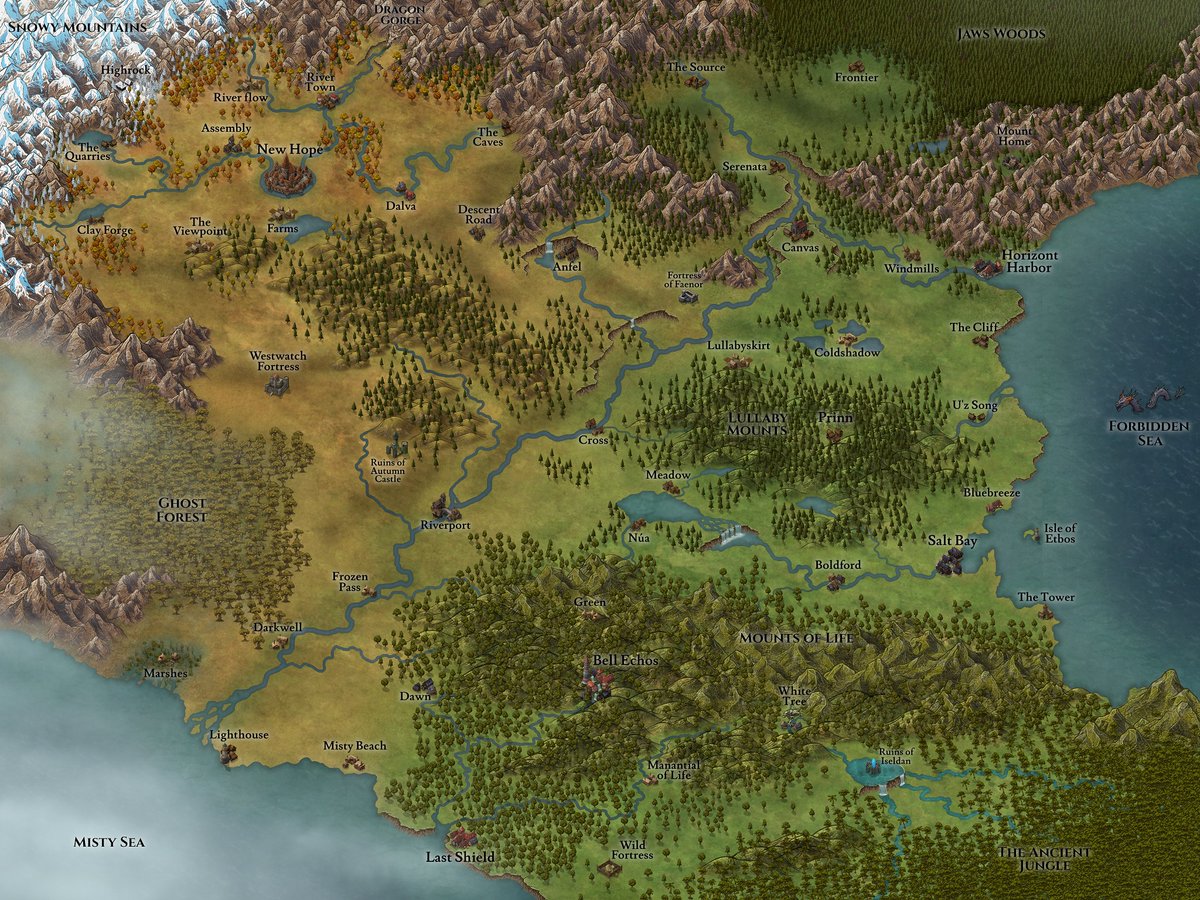 HappyUnicornMap's tweet photo. Essoa region map - Tons of my maps are located in this region, and here is where Role Up campaigns will take place.
@inkarnaterpg #roleup #dndmaps #pathfinder #fantasyrpg #roll20 #fantasygrounds #inkarnate #foundryvtt https://t.co/YOobMge9xv