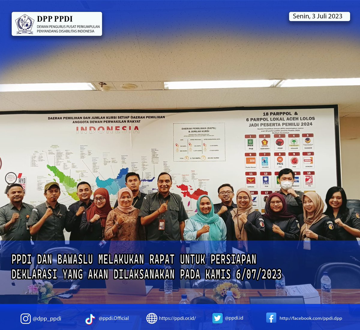 DppPpdi's tweet photo. Hari ini Senin, 3 Juli 2023 PPDI dan BAWASLU melakukan rapat untuk persiapan Deklarasi yang akan dilakukan pada Kamis, 6 Juli 2023

#ppdi #bawaslu #kpuri #sukseskanpemilu2024 https://t.co/tpbzeJZtQz