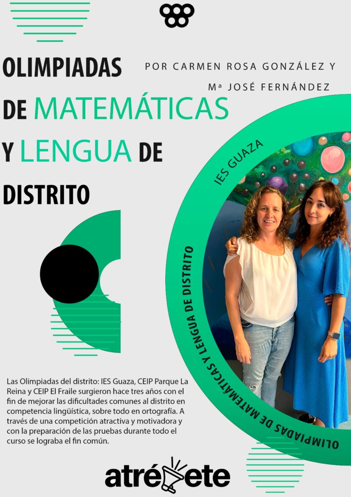 𝕆𝕃𝕀𝕄ℙ𝕀𝔸𝔻𝔸𝕊 𝔻𝔼 𝕄𝔸𝕋𝔼𝕄𝔸́𝕋𝕀ℂ𝔸𝕊 𝕐 𝕃𝔼ℕ𝔾𝕌𝔸 𝔻𝔼 𝔻𝕀𝕊𝕋ℝ𝕀𝕋𝕆
𝐂𝐚𝐫𝐦𝐞𝐧 𝐑𝐨𝐬𝐚 𝐲 𝐌ª 𝐉𝐨𝐬𝐞́ nos cuentan un proyecto de distrito del 𝐈𝐄𝐒 𝐆𝐮𝐚𝐳𝐚 que surgen con el fin de mejorar las dificultades comunes en CCL.
www3.gobiernodecanarias.org/medusa/proyect…