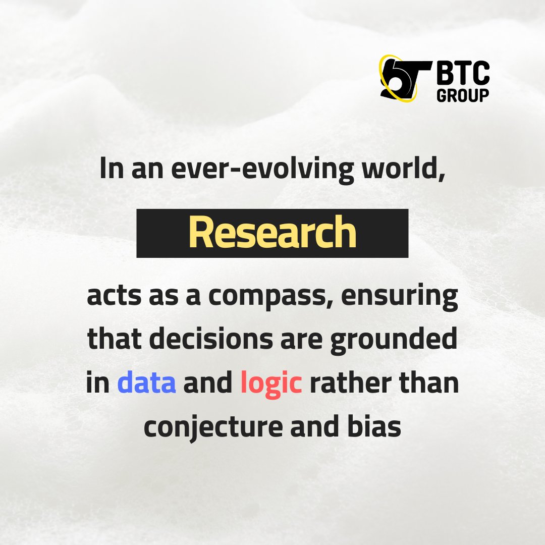 btcgroupke's tweet photo. In our dynamic world, we rely on research as our guiding force, ensuring decisions are rooted in evidence and reason. Let's embrace the transformative power of knowledge and forge a path of progress. #GuidedByResearch #EvidenceBasedDecisions #TranscendingBias #btcgroupke https://t.co/93WSlavvkA