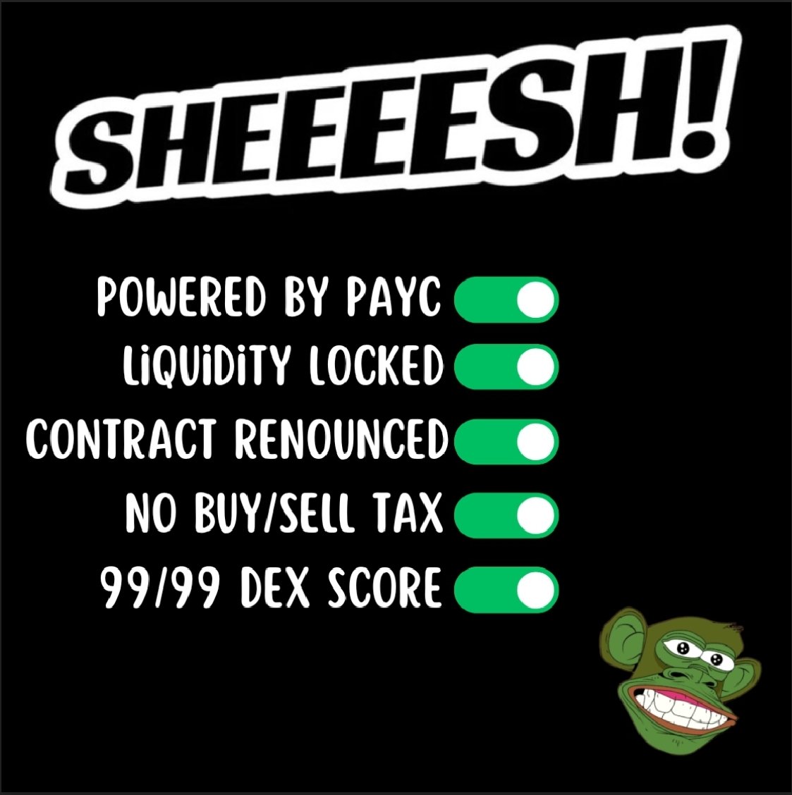 Chur_web3's tweet photo. Lock in and load up.

$sheesh #PAYC @sheesherc20 https://t.co/FUoFXPgzxZ