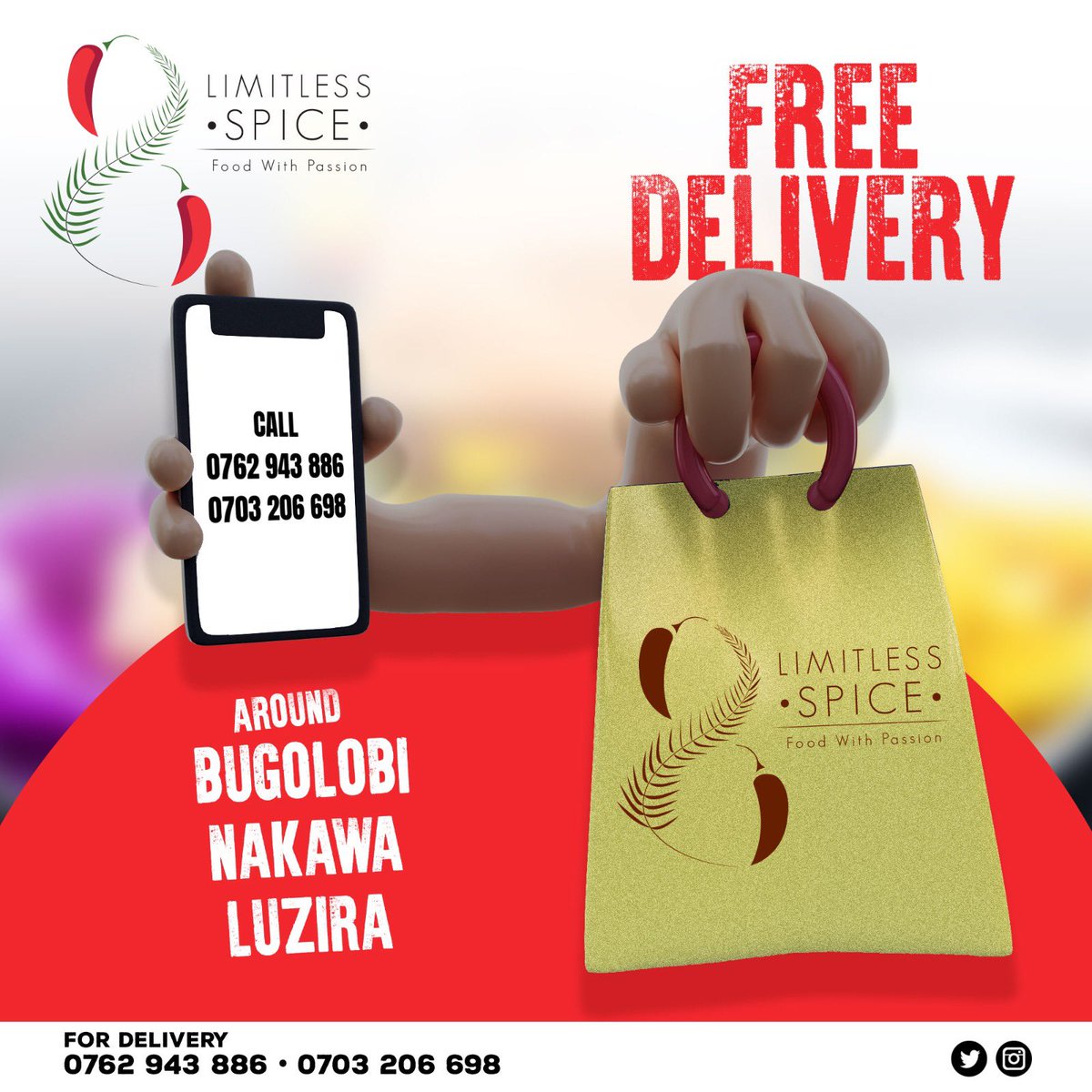 limitlessspice's tweet photo. 🚚 Free Delivery Alert 🎉 Taste a variety of our dishes from the comfort of your home with FREE delivery to Bugolobi, Nakawa and Luzira. 
☎️0762943886 or 0703206698 https://t.co/QkBkppuQzT