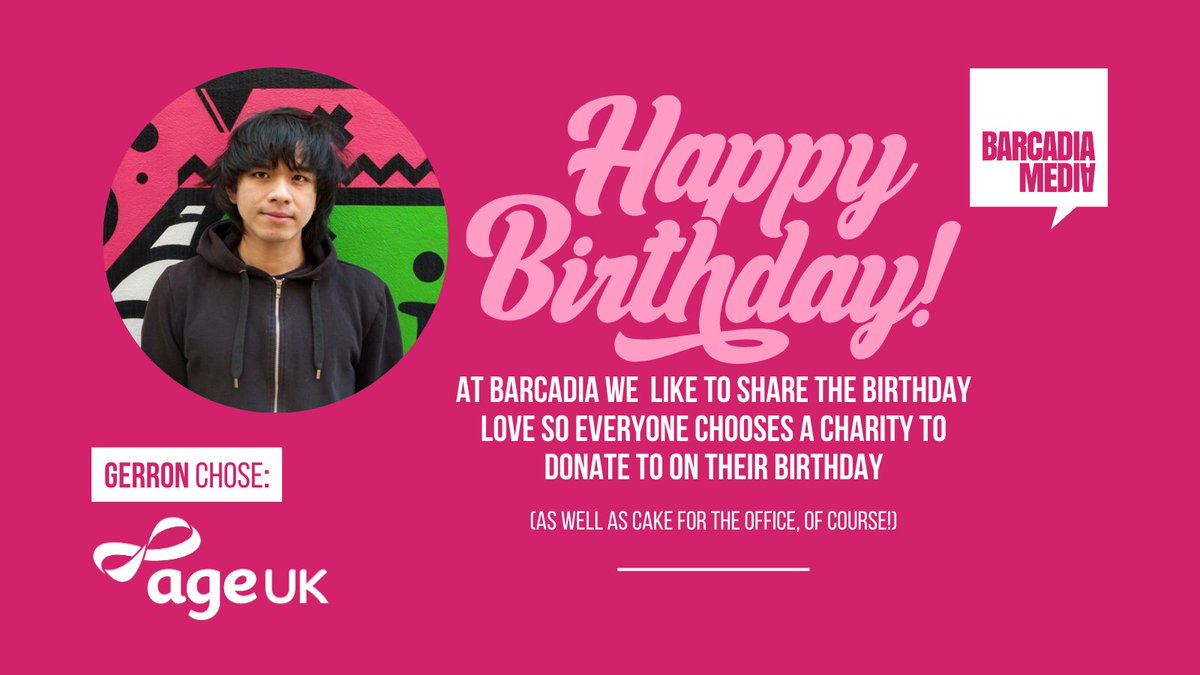It's another #BarcadiaBirthday this week and developer Gerron has chosen <a href="/age_uk/">Age UK</a> as his birthday charity donation! Happy birthday Gerron, enjoy the office cake 🎂 😄