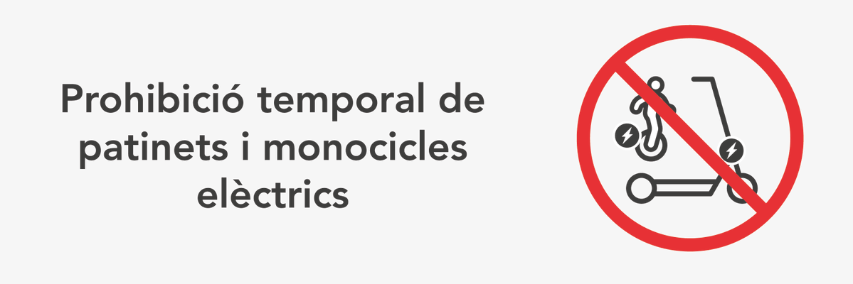 🛴 Es prorroga tres mesos la prohibició temporal d'accés de patinets elèctrics al transport públic.

🗓️ La restricció continuarà vigent fins al 31 d'octubre de 2023.

💶 Continua vigent la sanció de 200 euros una vegada passat el torn d'accés.

Més info 👉 via.bcn/2EwT50P2icx