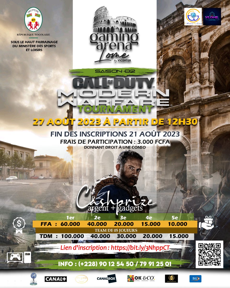VicenterLome's tweet photo. Jusqu'à cinq places sur le podium, soit 75 lauréats 🏆 🥈🥉🏅🎖️
💰Plus de 3.000.000 de FCFA en Cashprize et gadgets à distribuer

📅 Notez bien ces dates dans votre agenda :
🗓 Du 22 juillet au 27 août 2023
📍 Lieu : ViCenter Lomé, sise au quartier Bé Kpota, en face de Bamudas. https://t.co/WTE3bG4eLV