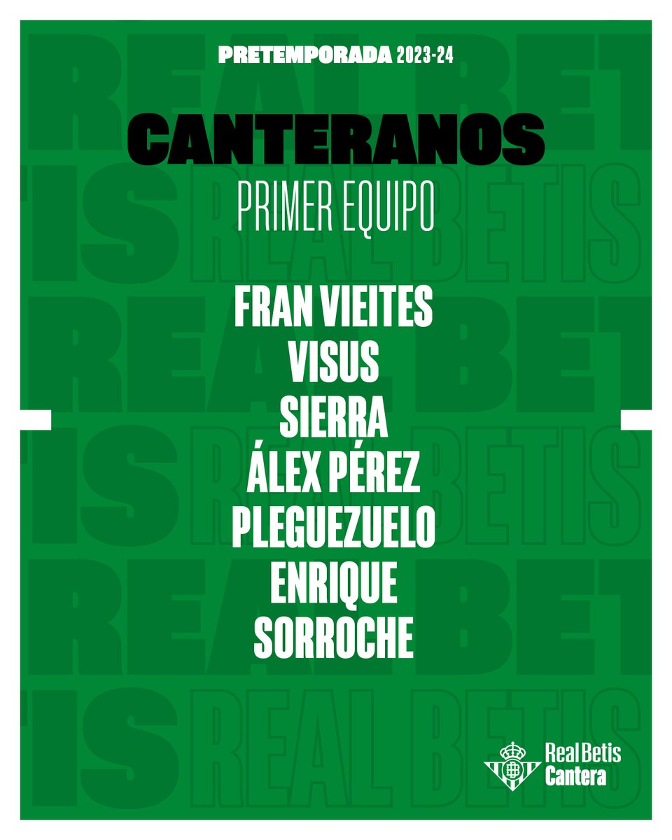 RBetisCantera's tweet photo. 📝🏋️‍♂️💚

¡Estos son los canteranos que iniciarán la pretemporada con el primer equipo!

#CanteraBetis https://t.co/vKvi3lCdst