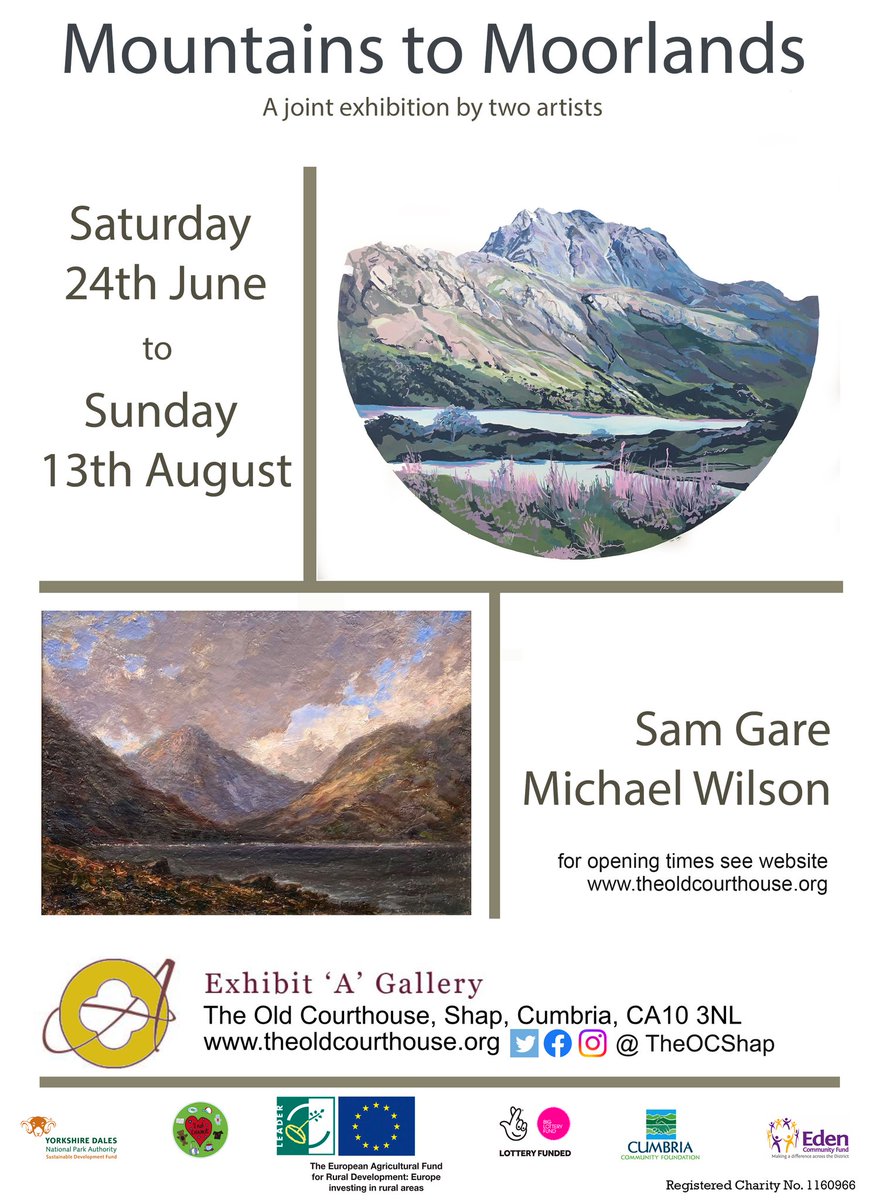 Visit Eden (@visiteden) on Twitter photo The latest exhibition at <a href="/TheOCShap/">theoldcourthouse</a> is 'Mountains to Moorlands' (until August 13th August) which showcases the creative work of two artists Sam Gare and Michael Wilson.
Free entry.
orlo.uk/gl6Kn The latest exhibition at <a href="/TheOCShap/">theoldcourthouse</a> is 'Mountains to Moorlands' (until August 13th August) which showcases the creative work of two artists Sam Gare and Michael Wilson.
Free entry.
orlo.uk/gl6Kn