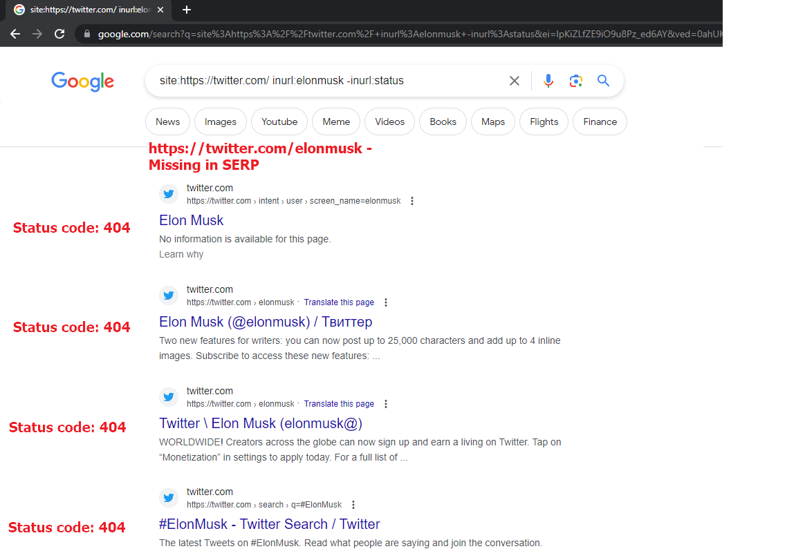 Hello @Twitter, you probably killed your SEO. Profile pages and statuses are missing in search results. Search engines probably get status code 404. Please, can you fix it?