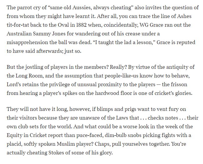 Love the conclusion to Gideon Haigh's column in The Times today. Says it all, really. #ENGvsAUS #Ashes23