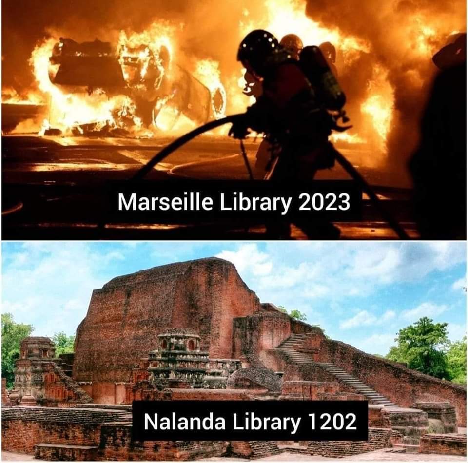फ्रांस की सबसे बड़ी लाइब्रेरी को जला दिया गया

देश अनेक,.... मानसिकता एक......

एक ही किताब रहेगी के खौफनाक दरिन्दो ने अनेकों किताबे जला दी....