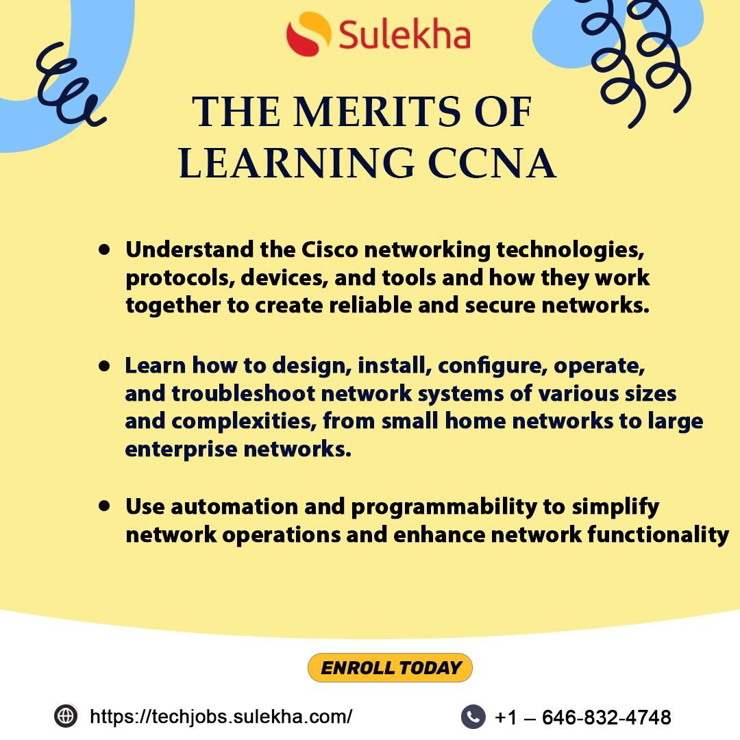 Sulekha_US's tweet image. Looking to advance your networking skills? Join our CCNA course and take a step towards a successful career in IT.
Contact: +1 – 646-832-4748
Website: techjobs.sulekha.com
Course Link: techjobs.sulekha.com/ccna-training
#ccna #ccnajobs #ccnatraining #sulekhaus #sulekhatechjobs