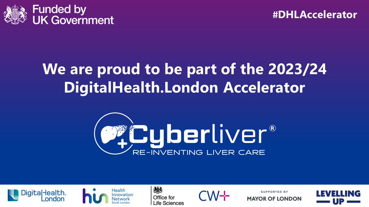 CyberLiver's tweet photo. We are proud to be part of the 2023/24 ๐ค#DigitalHealthLondon Accelerator @DHealthLDN
@HINSouthLondon @NHSAccelerator @RajivJalan1 @drgautammehta @rkumar @rboddu @NHSuk #DHLAccelerator #livertwitter #DTx #digitalmedicine
Find out more here ๐ https://t.co/DV7jdOeQrO https://t.co/hMZ6Q1SFa8