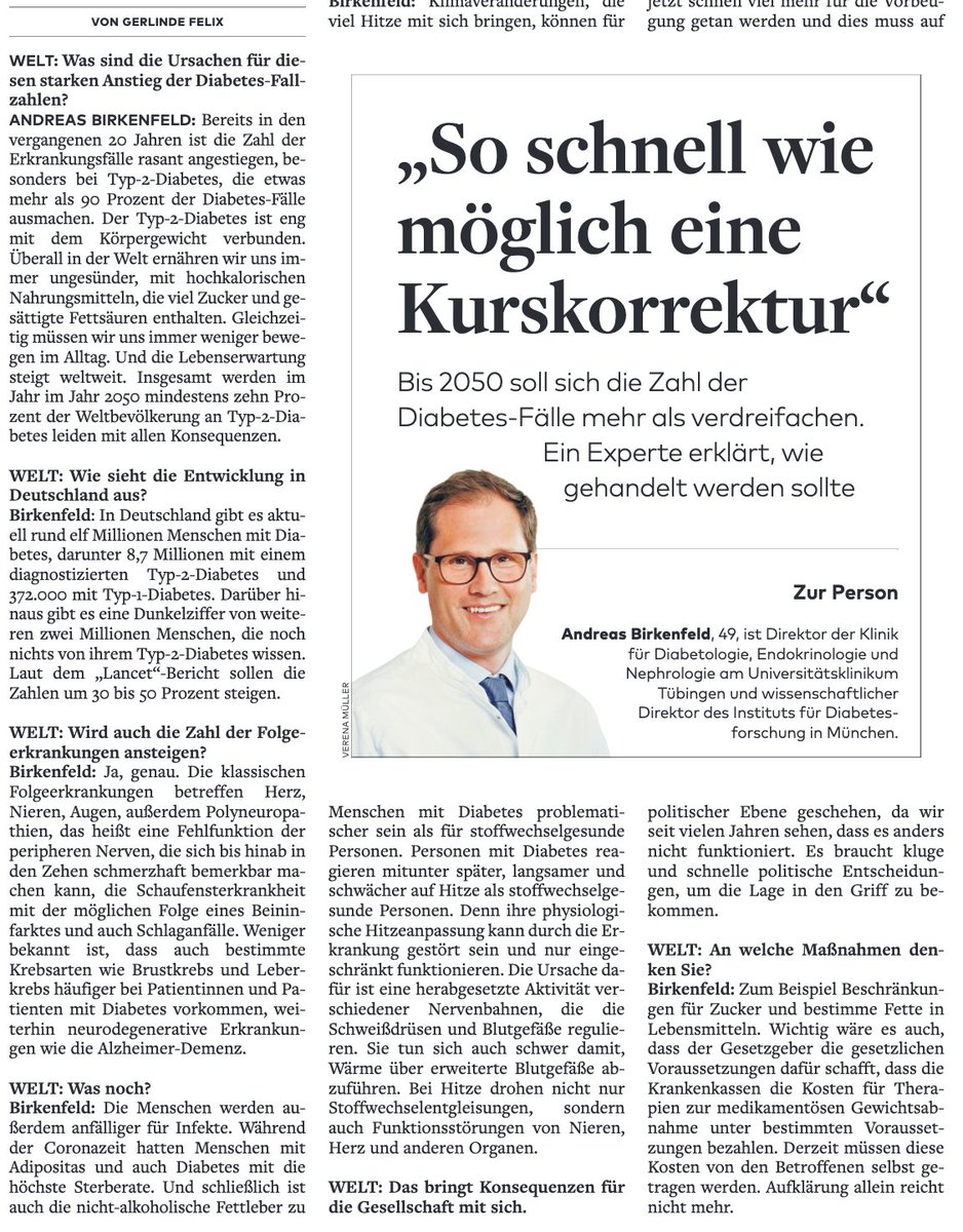Global diabetes cases will triple by 2050, according to recent data <a href="/TheLancet/">The Lancet</a>. What needs to be done? How is climate change going to factor in? #diabetes <a href="/diabinfodienst/">diabinfo</a> <a href="/DiabResearch/">Deutsches Zentrum für Diabetesforschung (DZD)</a> <a href="/HelmholtzMunich/">Helmholtz Munich | @HelmholtzMunich</a> #climate
see full article by Gerlinde Felix <a href="/welt/">WELT</a>
welt.de/gesundheit/plu…