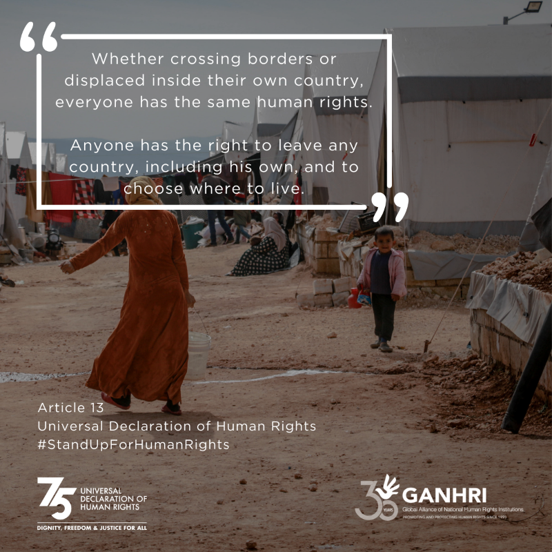 Ganhri1's tweet photo. Millions of people travel across borders every year. Protecting the HR of migrants, refugees, asylum seekers, forcibly displaced & stateless persons is crucial.
#NHRIs play a key role in supporting these individuals in exercising their rights.
#PartnerForGood #HumanRights75 #UDHR