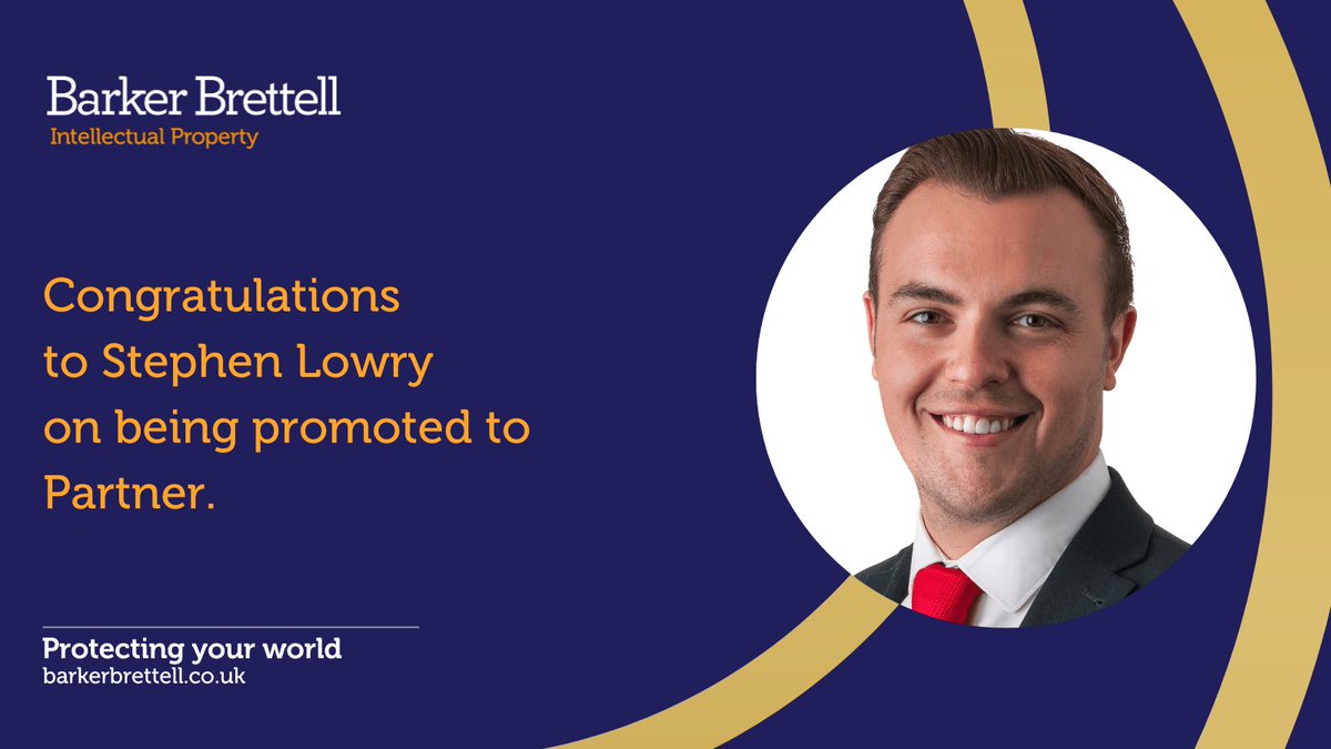 What a great way to kick-start the month.
 
We're delighted to announce that Stephen Lowry has been promoted to Partner.

For all aspects of trade marks, including prosecution, opposition and disputes, please contact Stephen: ow.ly/g8rf50P2jmF

#Promotion #Celebrate #TeamBB