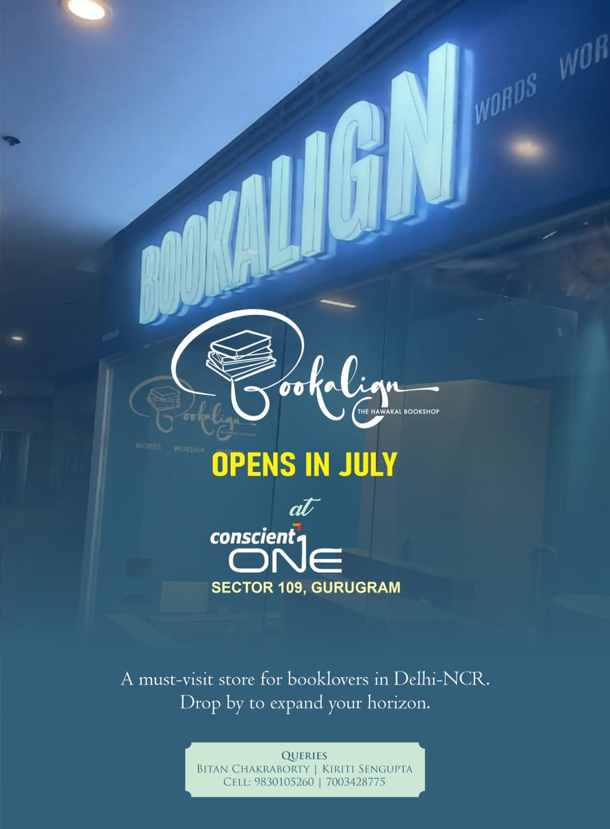 In Delhi-NCR, Hawakal opens their new chapter—Bookalign! We hope that our bookstore at Conscient One Mall, Sector 109, Gurugram, will be your definite destination for many many years.  

Bookalign opens on July 7, 2023!
@Bitan84 @kiritisengupta @Somudranil07