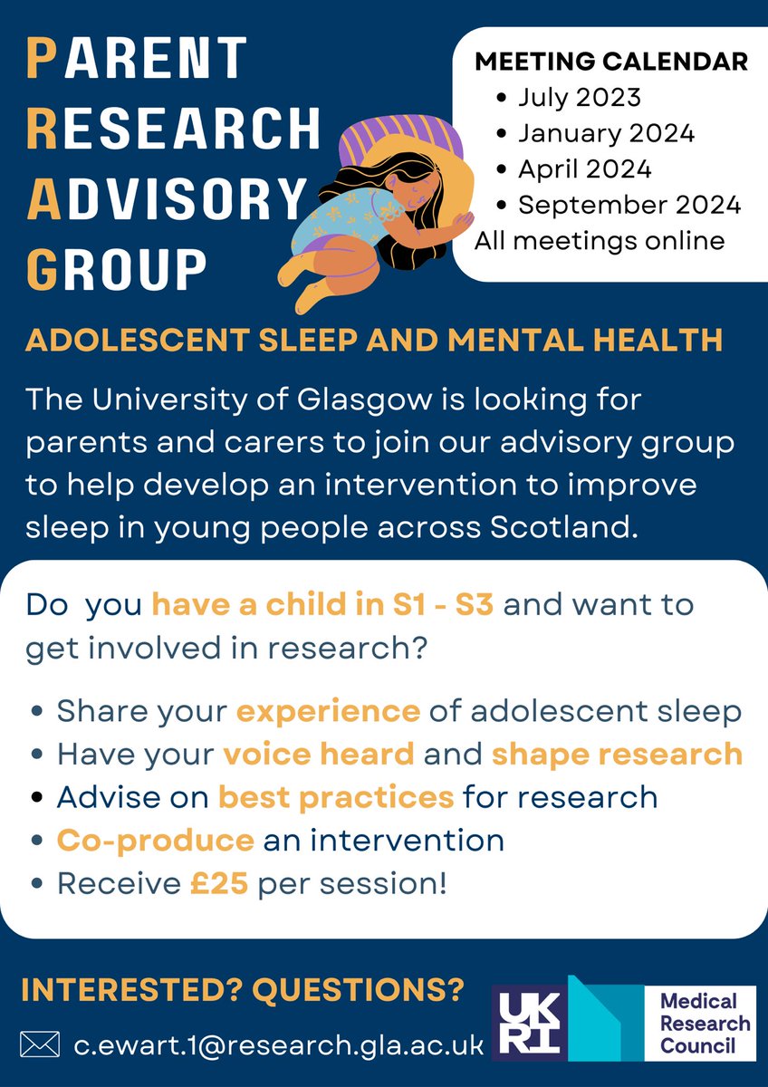 CatrionaLEwart's tweet photo. Are you a teen, parent or teacher interested in adolescent health and wellbeing? 

Join our research advisory group to help develop an intervention to improve adolescent sleep and mental health 💤

https://t.co/G0JBMesHQl…

#sleep #mentalhealth #PhD 
@UofGlasgow @theSPHSU https://t.co/B6VanFNYAh