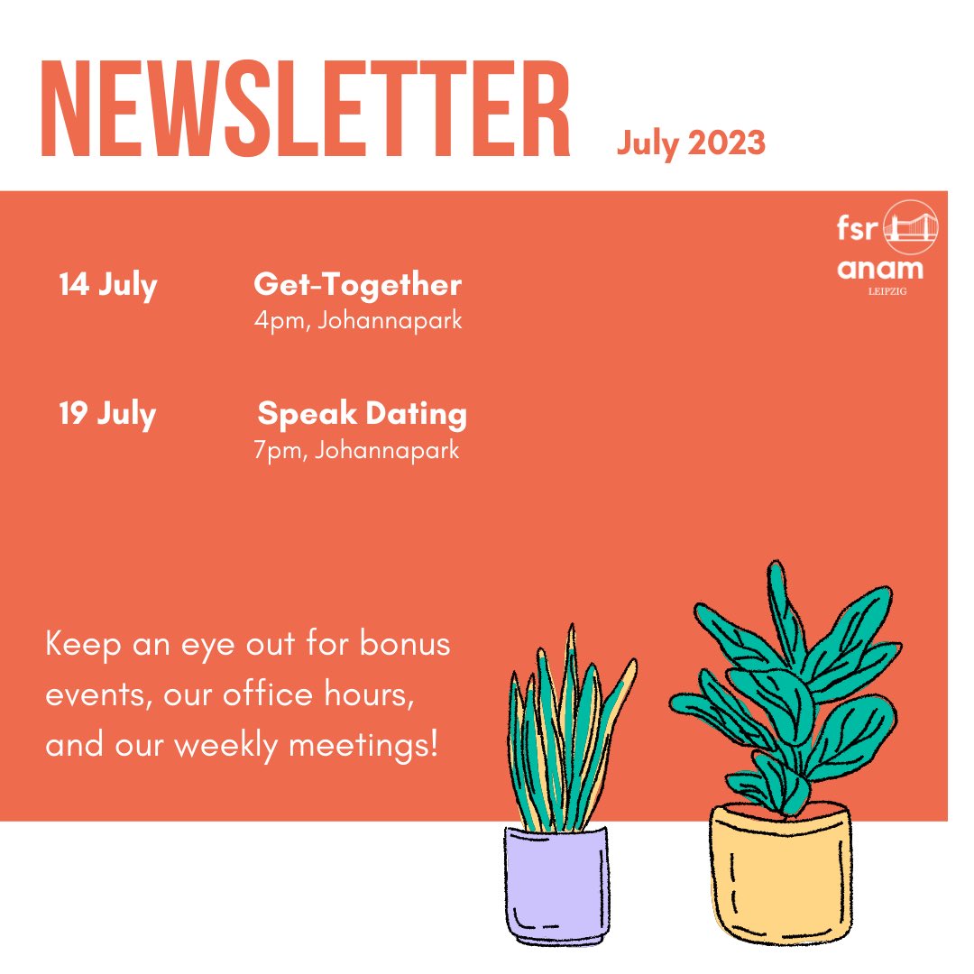 fsranam's tweet photo. How come it is July already! And as always, I wonder if it makes sense to maintain our presence on Twitter...
But for now, here are our July events. Speak Dating is already happening today! https://t.co/tK8znFtLxL