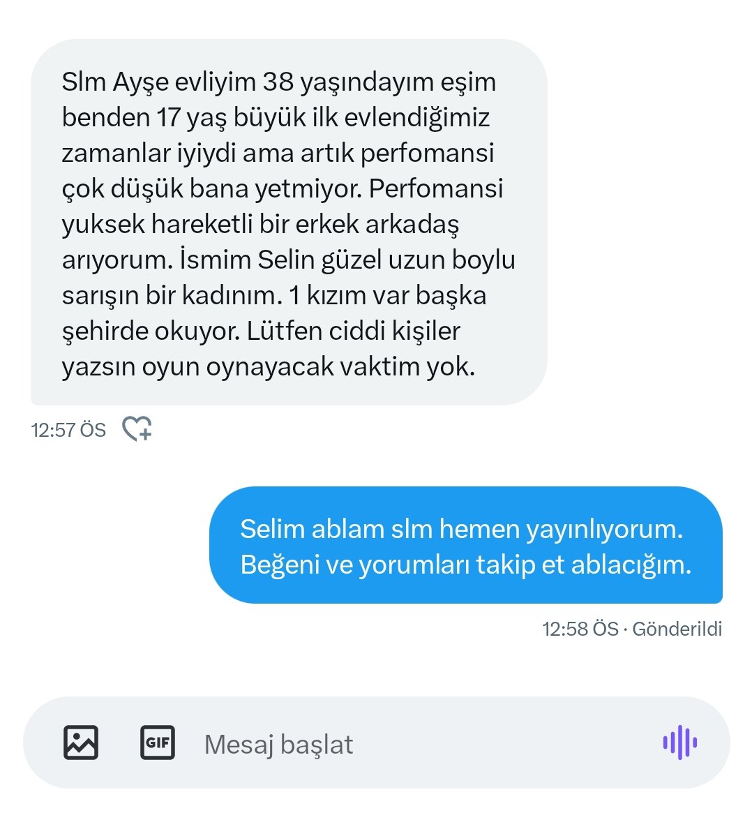 38 yaşında evli selin ablam ucuşa geçmek istiyor kimler takip beğeni ve yorum istiyor.