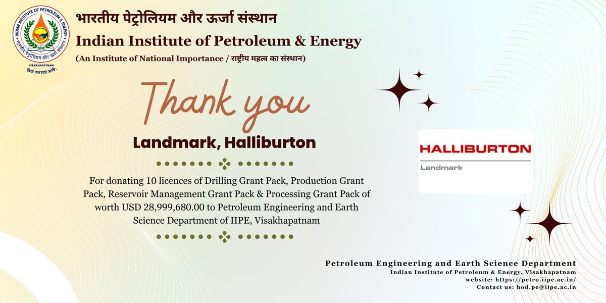 IIPE_vizag's tweet photo. Thank you Landmark, Halliburton #iipe #Landmark # Landmark Halliburton #Halliburton https://t.co/MYVdpdkATW