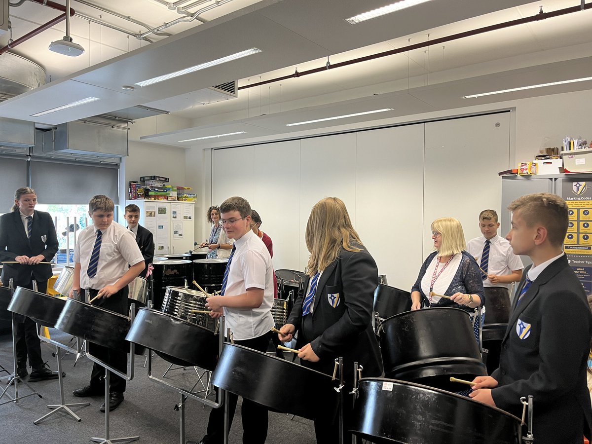 CaldicotMusic's tweet photo. Great sounds this morning on the first day of our steel pans course 🎵@Caldicot_Sch @gwentmusic https://t.co/Cgy8XjDHC5